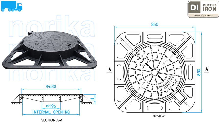 Ductile Iron Circular Manhole Cover & Frame (Grade D400)